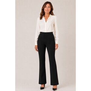 Jarbo Black Pintuck Split Hem Ponte Knit Slim Pants Size 32 High Rise Side Zip